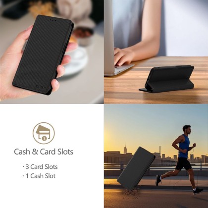 Кожен тефтер за iPhone 16e ot Tech-Protrct Wallet RS -Black/Red