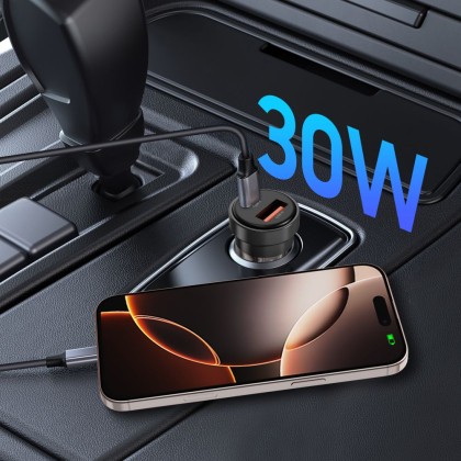 TECH-PROTECT CC03 2-PORT CAR CHARGER PD30W/QC3.0 BLACK