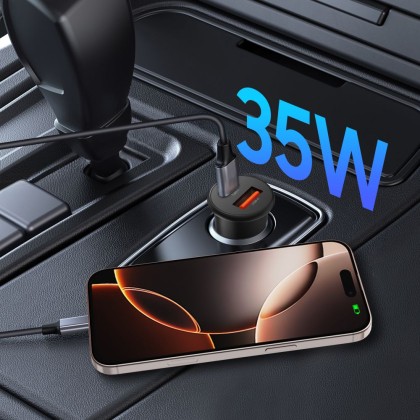 TECH-PROTECT CC02 2-PORT CAR CHARGER PD35W/QC3.0 BLACK