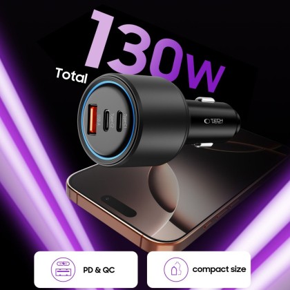 TECH-PROTECT CC04 3-PORT CAR CHARGER PD130W BLACK