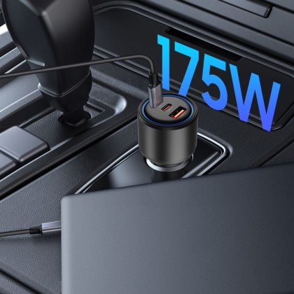 Бързо зарядно за автомобил с 3 порта от Tech Protect  CC04 PD175W - Черно