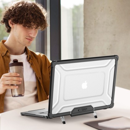 Калъф за стойка за MacBook Air 15 M2 / M3 / M4 / 2023-2025 от Tech Protect SmartShell Pro - Черен / Прозрачен