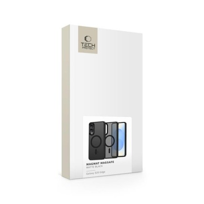 Твърд кейс с MagSafe пръстен за Samsung Galaxy S25 Edge от Tech-Protect MagMat - Matte Black