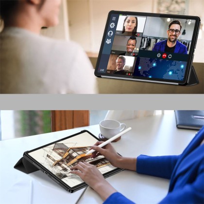 Кожен тефтер за Lenovo Tab K11Plus 11.5 TB-352 от Tech-Protect SmartCase - Черен
