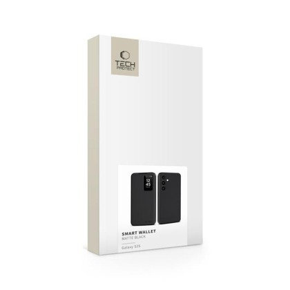 Кожен активен тефтер за Samsung Galaxy S25 от Tech Protect Smart Wallet - Черен