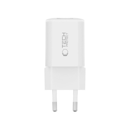 Мрежово зарядно устройство с 2 порта от Tech-Protect NC 33W Power Delivery и Quick Charge 3.0 - Бяло