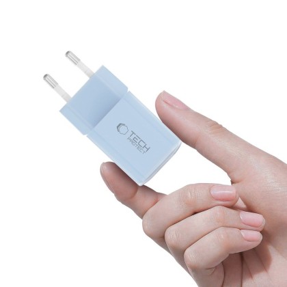 Мрежово зарядно устройство с 2 порта от Tech-Protect NC 33W Power Delivery и Quick Charge 3.0 - Baby Blue
