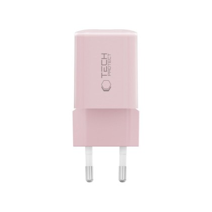 Мрежово зарядно устройство с 2 порта от Tech-Protect NC 33W Power Delivery и Quick Charge 3.0 - Baby Pink