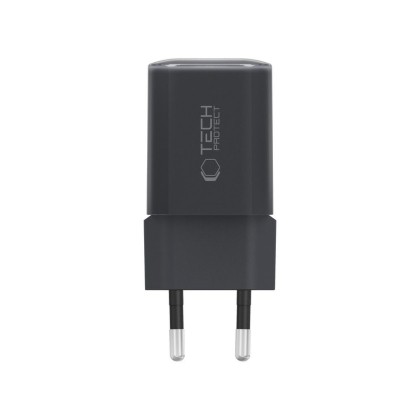 Мрежово зарядно устройство с 2 порта от Tech-Protect NC 33W Power Delivery и Quick Charge 3.0 - Черно