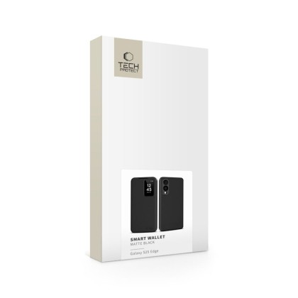 Кожен активен тефтер за Samsung Galaxy S25 Edge от Tech Protect Smart Wallet - Черен