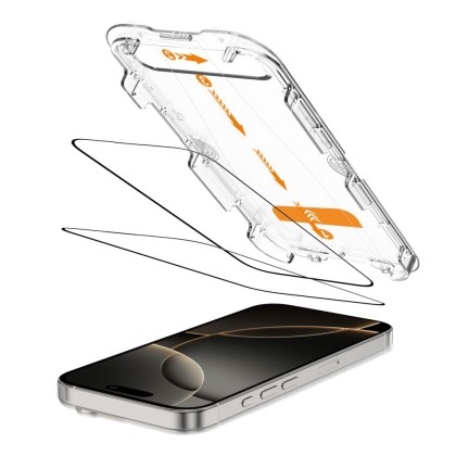 2 броя стъклени протектори за дисплей на iPhone 16 Pro от Tech Protect Quick Set  - Черни