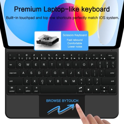 Магнитен калъф с клавиатура за iPad 10 (10.9" 2022) / 11 (11" 2025) от Tech Protect Smartcase Magnetic+ - Черен