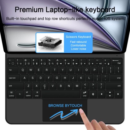 Магнитен калъф с клавиатура за iPad Pro 4/5/6 (12.9" 2020/2021/2022) / Air 1/2 (13" 2024-2025) от Tech Protect Smartcase Magnetic+ - Черен