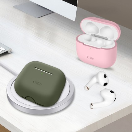 Силиконов кейс за Apple AirPods 4 от Tech Protect Silicone - Cafe Latte