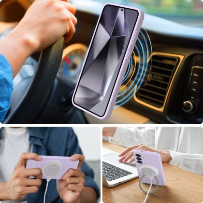 Силиконов кейс с MagSafe за Samsung Galaxy S25 Edge от Tech-Protect Liquid Silicone - Mauve