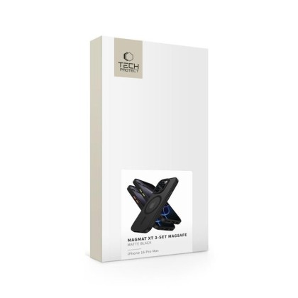 Хибриден кейс с MagSafe за iPhone 16 Pro Max от Tech Protect XT 3 Set - Matte Black