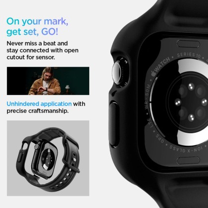 Каишка с кейс за Apple Watch 10 (42 мм) от Spigen Vault Pro - Черна