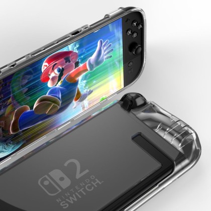 Силиконов кейс за Nintendo Switch 2 от Tech-Protect FlexAir+ - Clear