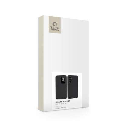 Кожен, активен тефтер за Samsung Galaxy A56 5G от Tech Protect Smart Wallet - Matte Black
