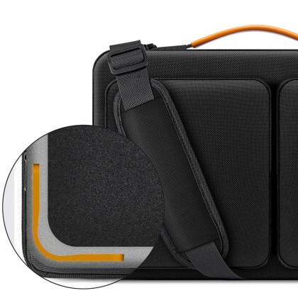 Удароустойчива чанта за лаптоп 15-16 инча с 4 джоба от Tech-Protect Defender Bag - Black / Orange
