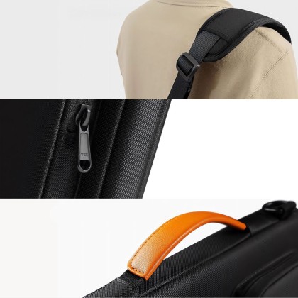 Удароустойчива чанта за лаптоп 15-16 инча с 4 джоба от Tech-Protect Defender Bag - Black / Orange