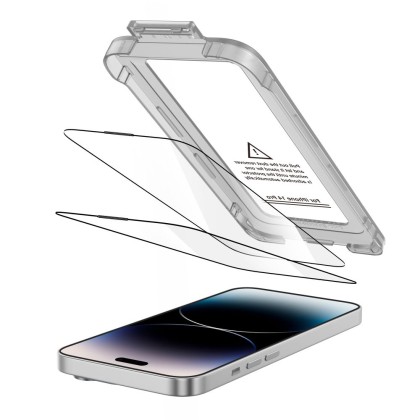 2 броя стъклени протектори за дисплей на iPhone 14 Pro от Tech-Protect Quick Set+ - Black
