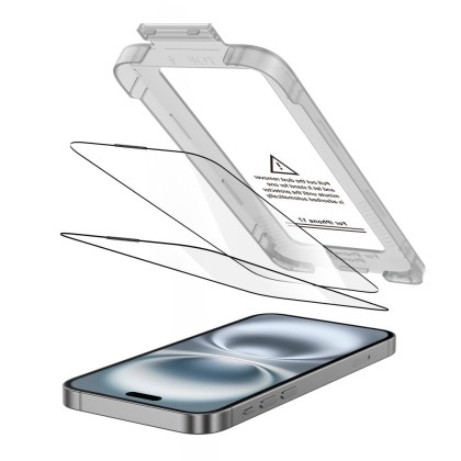 2 броя стъклени протектори за дисплей на iPhone 17 от Tech-Protect Quick Set+ - Black