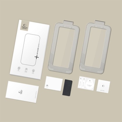 2 броя стъклени протектори за дисплей на iPhone 17 Air от Tech-Protect Quick Set+ - Black