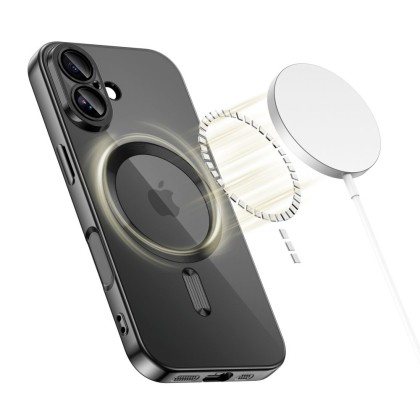 Твърд кейс с MagSafe и протектор за камерата на iPhone 17 от Tech-Protect MagFlex - Shiny Black