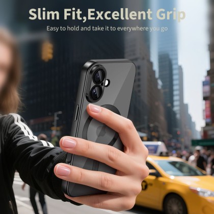Твърд кейс с MagSafe и протектор за камерата на iPhone 17 от Tech-Protect MagFlex - Shiny Black