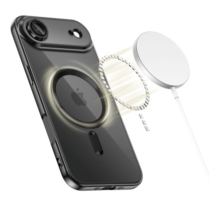 Твърд кейс с MagSafe и протектор за камерата на iPhone 17 Air от Tech-Protect MagFlex - Shiny Black