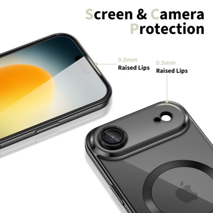 Твърд кейс с MagSafe и протектор за камерата на iPhone 17 Air от Tech-Protect MagFlex - Shiny Black