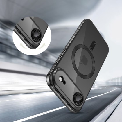 Твърд кейс с MagSafe и протектор за камерата на iPhone 17 Air от Tech-Protect MagFlex - Shiny Black
