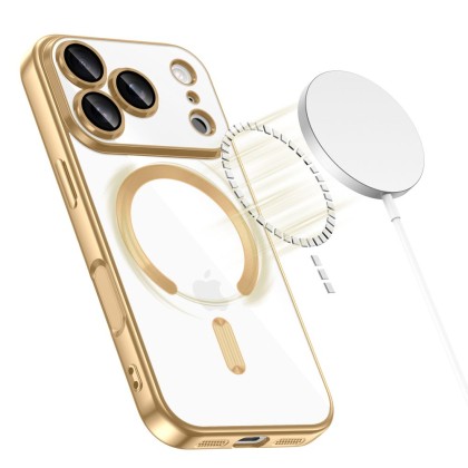 Твърд кейс с MagSafe и протектор за камерата на iPhone 17 Pro Max от Tech-Protect MagFlex - Shiny Gold