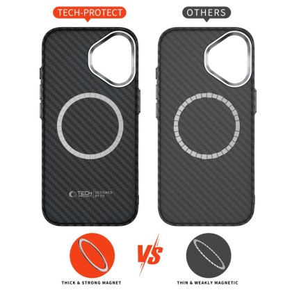 Карбонов кейс за iPhone 17 от Tech-Protect Ion Carbon - Black/Silver