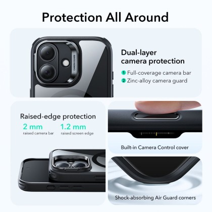 ESR CLASSIC HYBRID KICKSTAND MAGSAFE IPHONE 17 CLEAR/BLACK