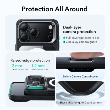ESR CLASSIC HYBRID KICKSTAND MAGSAFE IPHONE 17 PRO MAX CLEAR/BLACK