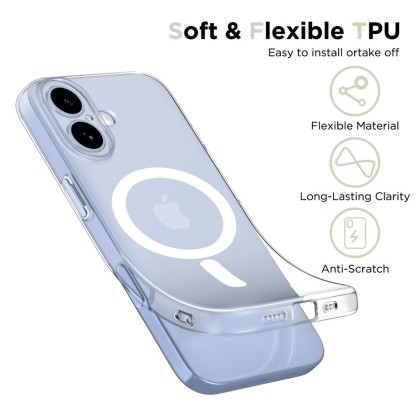 Силиконов кейс с MagSafe за iPhone 17 от Tech-Protect FlexAir - Clear