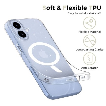 Силиконов кейс с MagSafe за iPhone 17 от Tech-Protect FlexAir - Glitter