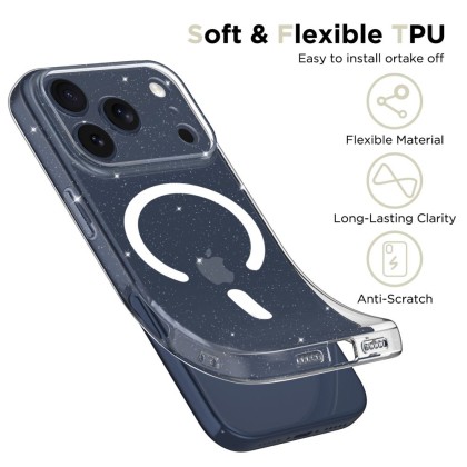 Силиконов кейс с MagSafe за iPhone 17 Pro от Tech-Protect FlexAir - Glitter