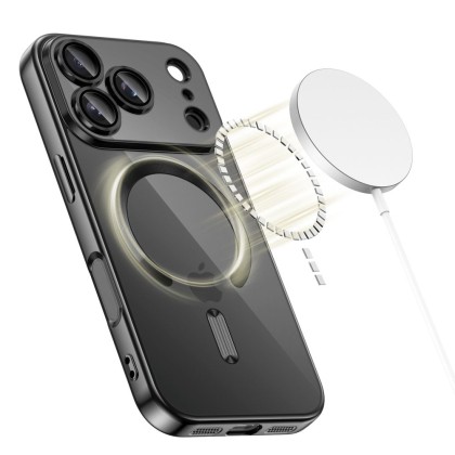 Твърд кейс с MagSafe и протектор за камерата на iPhone 17 Pro от Tech-Protect MagFlex - Shiny Black