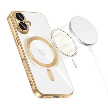 Твърд кейс с MagSafe и протектор за камерата на iPhone 17 от Tech-Protect MagFlex - Shiny Gold