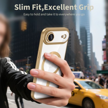 Твърд кейс с MagSafe и протектор за камерата на iPhone 17 Air от Tech-Protect MagFlex - Shiny Gold