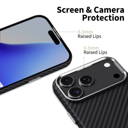 Карбонов кейс за iPhone 17 Pro Max от Tech-Protect Ion Carbon - Black/Silver