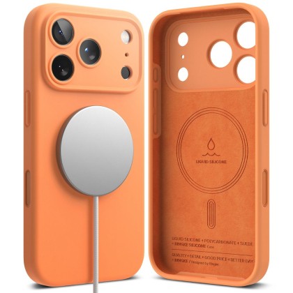 Силиконов кейс с MagSafe за iPhone 17 Pro Max от Ringke Silicone Magnetic - Tangerine