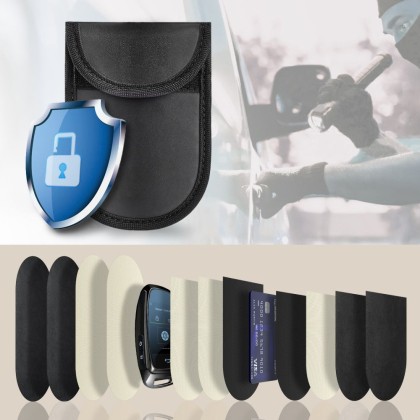 KLATKA FARADAYA TECH-PROTECT KLR100 POUCH KEYLESS RFID SIGNAL BLOCKER CASE BLACK/BLACK