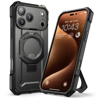 Удароустойчив кейс с MagSafe и стойка за iPhone 17 Pro от Supcase UB Grip Mag - Black