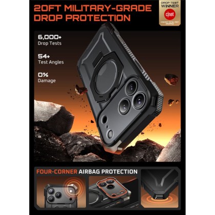 Удароустойчив кейс с MagSafe и стойка за iPhone 17 Pro от Supcase UB Grip Mag - Black