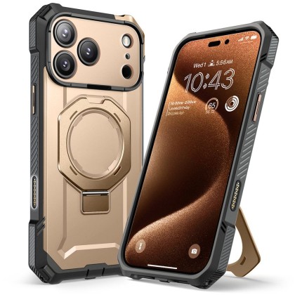 Удароустойчив кейс с MagSafe и стойка за iPhone 17 Pro от Supcase UB Grip Mag - Desert Gold