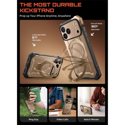 Удароустойчив кейс с MagSafe и стойка за iPhone 17 Pro от Supcase UB Grip Mag - Desert Gold